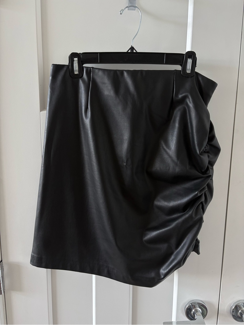 Dynamite Ruched Leather Skirt